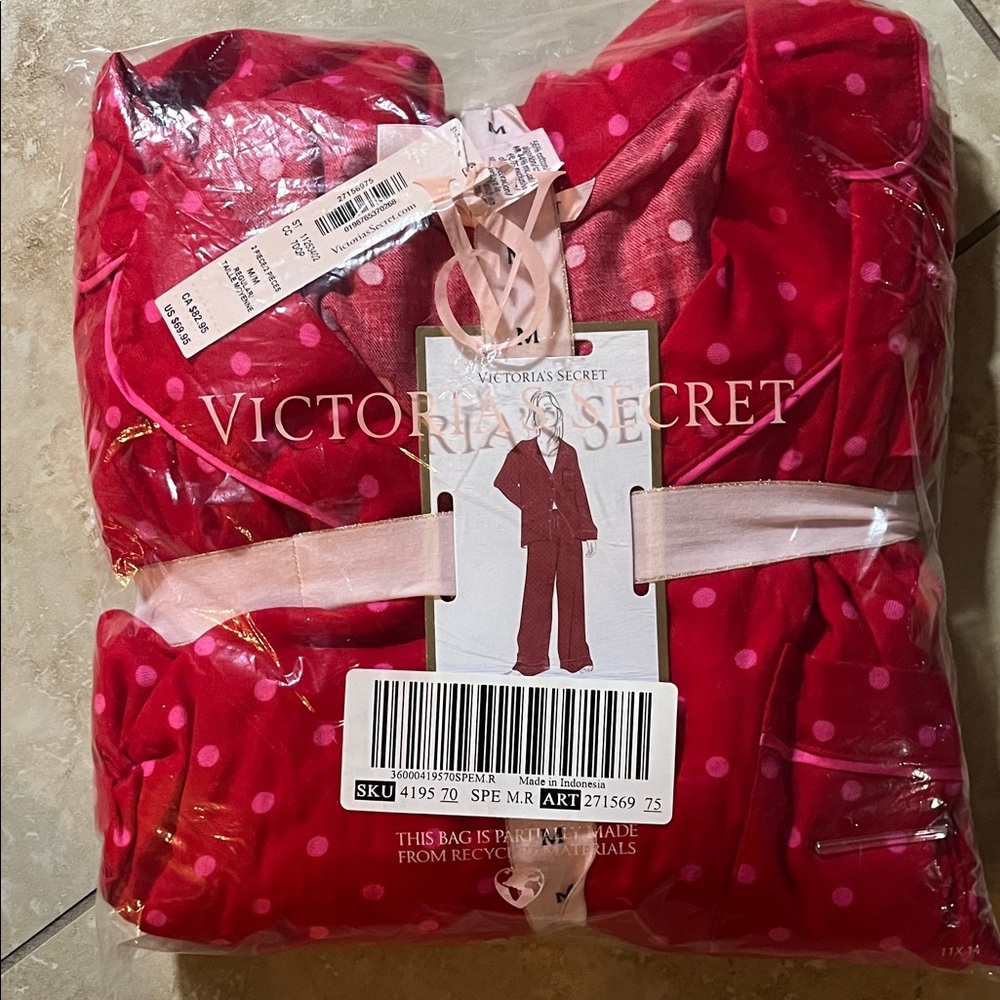 Victoria's Secret Red and Pink Polka Dot Pajama Set